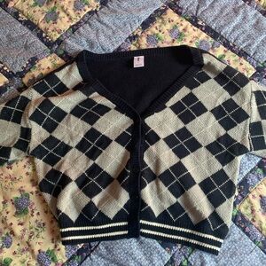 Abound Argyle Patterned Navy Blue/Gray Cardigan